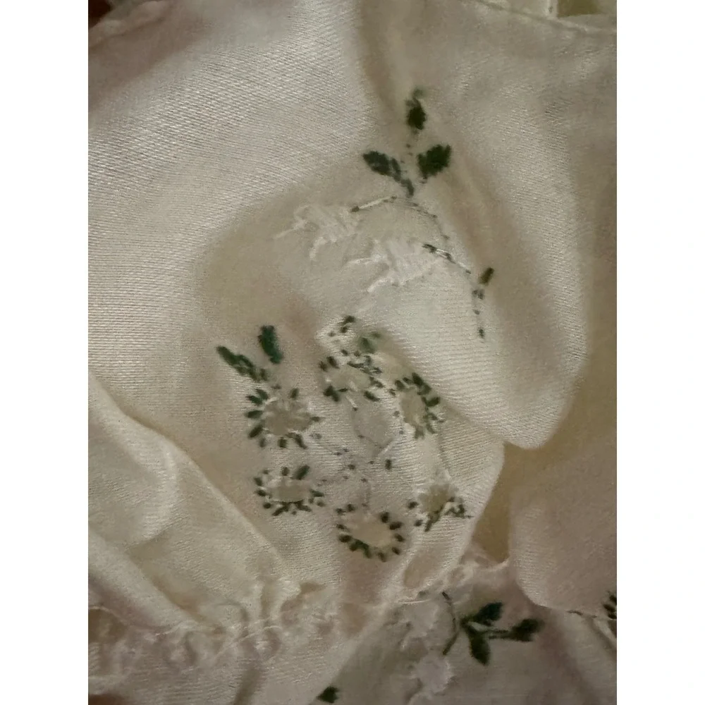 Antique Lace Trim Ribbon Salvaged Fabric Remnant Floral Embroidery Lot Cream 85
